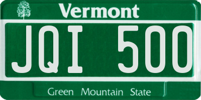 VT license plate JQI500