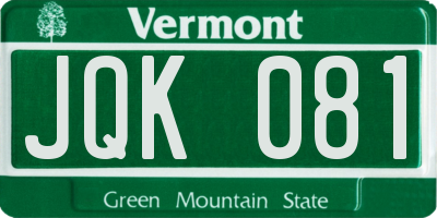 VT license plate JQK081