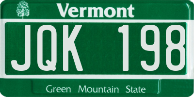 VT license plate JQK198