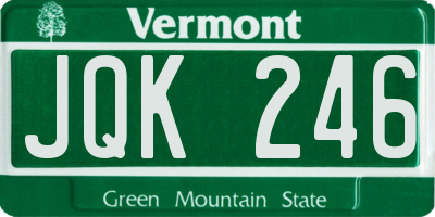 VT license plate JQK246