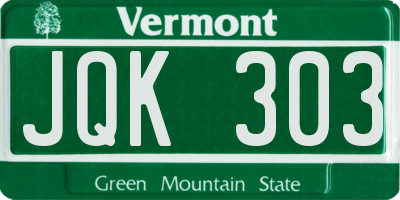 VT license plate JQK303