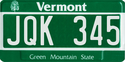 VT license plate JQK345