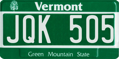 VT license plate JQK505