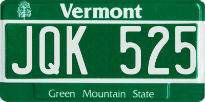 VT license plate JQK525