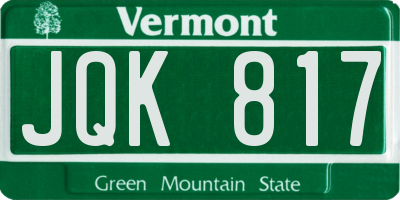 VT license plate JQK817