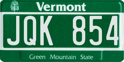 VT license plate JQK854
