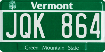 VT license plate JQK864