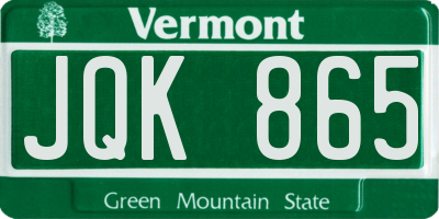 VT license plate JQK865