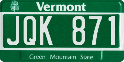 VT license plate JQK871