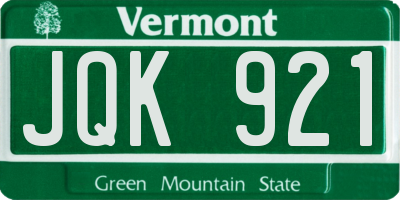 VT license plate JQK921