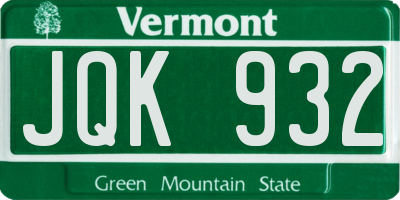 VT license plate JQK932