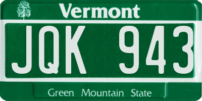 VT license plate JQK943