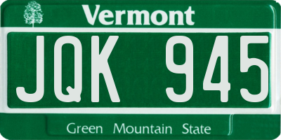 VT license plate JQK945