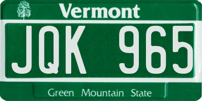 VT license plate JQK965