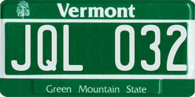 VT license plate JQL032
