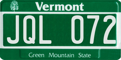 VT license plate JQL072