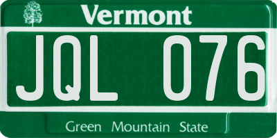 VT license plate JQL076