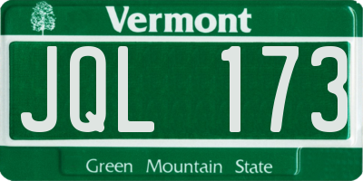 VT license plate JQL173