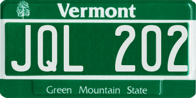 VT license plate JQL202