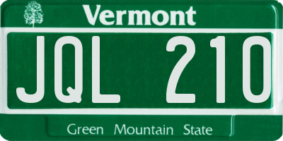 VT license plate JQL210