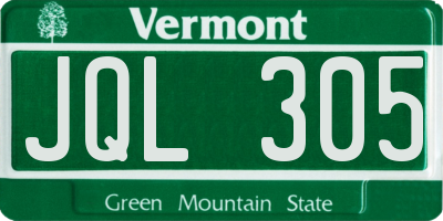 VT license plate JQL305