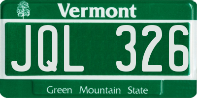 VT license plate JQL326