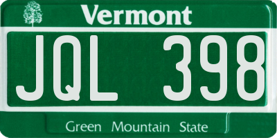 VT license plate JQL398
