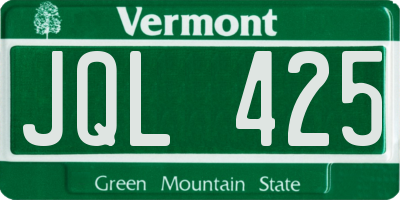 VT license plate JQL425