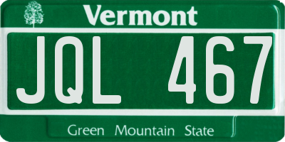 VT license plate JQL467