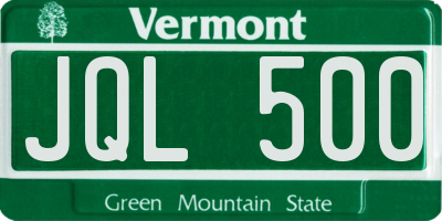 VT license plate JQL500
