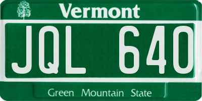 VT license plate JQL640