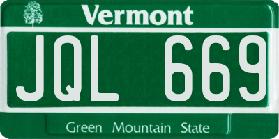 VT license plate JQL669