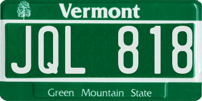 VT license plate JQL818