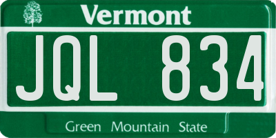 VT license plate JQL834