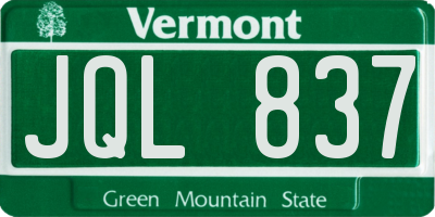 VT license plate JQL837