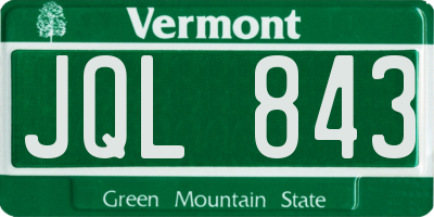 VT license plate JQL843
