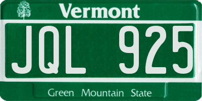 VT license plate JQL925