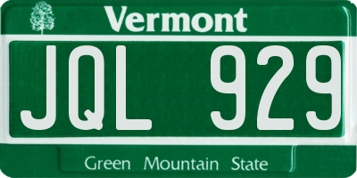 VT license plate JQL929