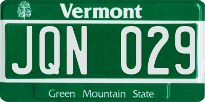 VT license plate JQN029