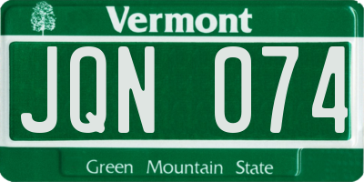 VT license plate JQN074