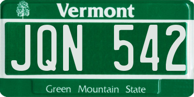 VT license plate JQN542