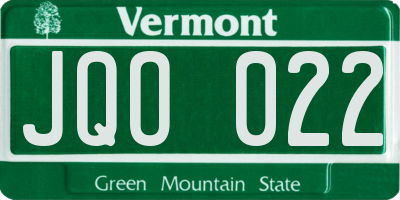 VT license plate JQO022
