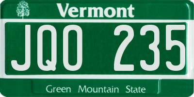 VT license plate JQO235