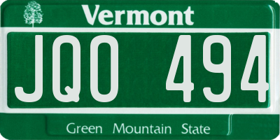 VT license plate JQO494