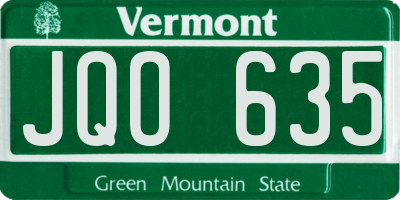 VT license plate JQO635