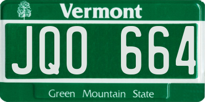 VT license plate JQO664