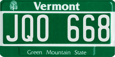 VT license plate JQO668