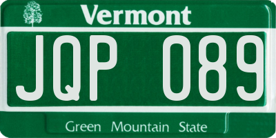 VT license plate JQP089