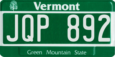 VT license plate JQP892