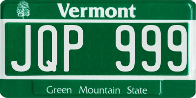 VT license plate JQP999
